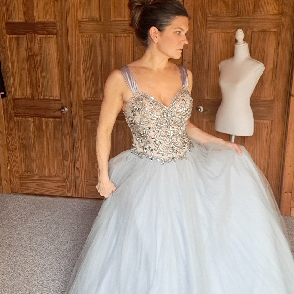 Terani Couture voluminous tulle evening formal gown crystals satin straps sz4-6 - Picture 15 of 16